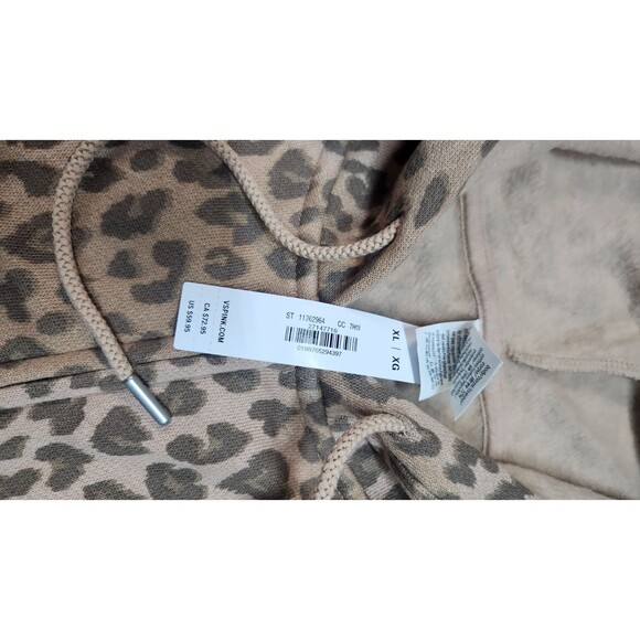 Victoria's Secret PINK XL Leopard Ivy Fleece Full Zip Hoodie Jacket Sweater NWT - Picture 3 of 6